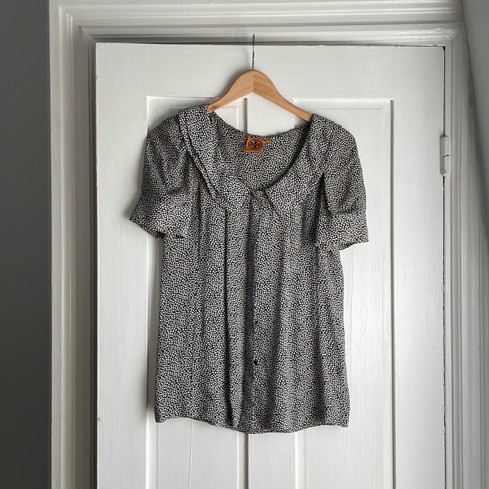 Tory Burch Blouse with Puff Sleeve and Peter Pan Collar